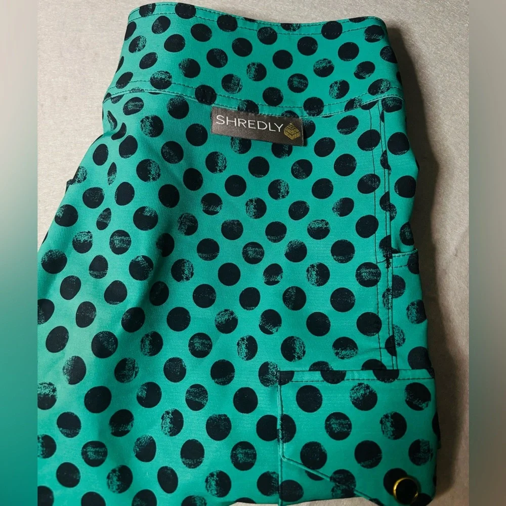 Shredly Polka Dot Bike Shorts - Teal and Black